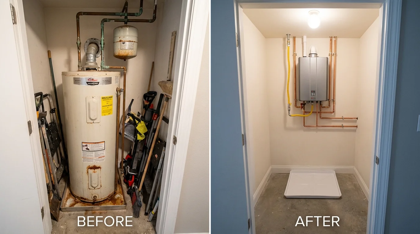 Tank water heater versus wall-mounted tankless unit comparison for Kellogg, ID homeowners